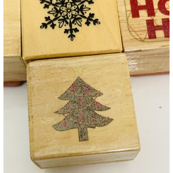 Christmas Rubber & Wood Stamp Set Of 16 Stamps Cards,Tags, Scrapbooking No Box - Picture 3 of 9